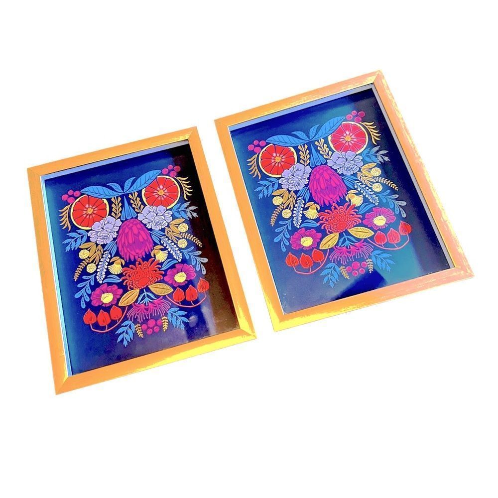 Pier One Imports Framed Artwork, “Psychedelic Forest.” Gold Frame. 14” x 11” - Picture 6 of 6